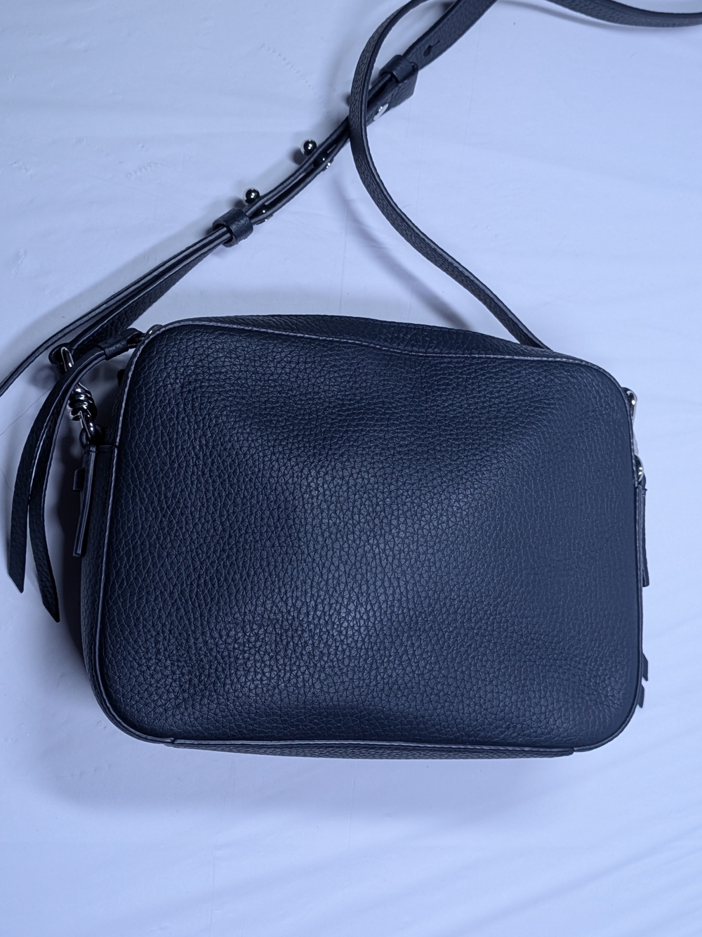 All Saints Navy Pebbled Leather Crossbody